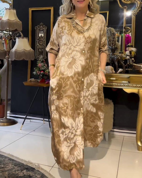 Vintage jurk met reversknopen en print