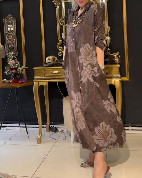 Vintage jurk met reversknopen en print