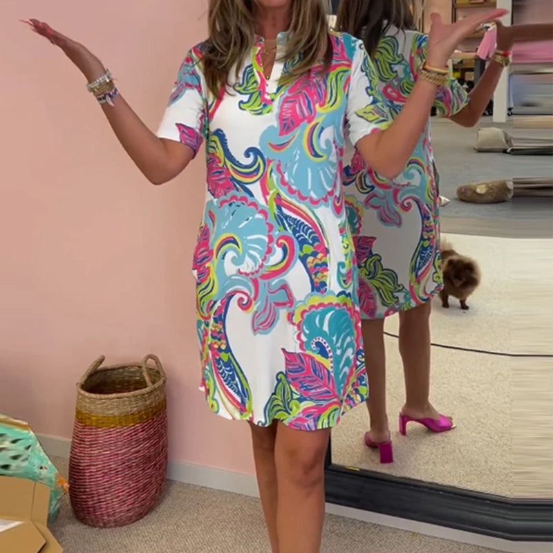 Slim-fit jurk met print