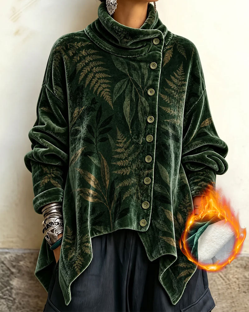 Top Turtleneck Knoop Blad Print