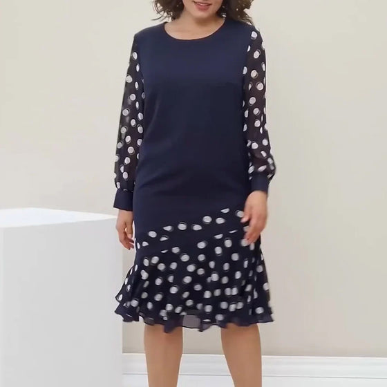 Jurk Ronde Hals Lange Mouwen Polka Dot