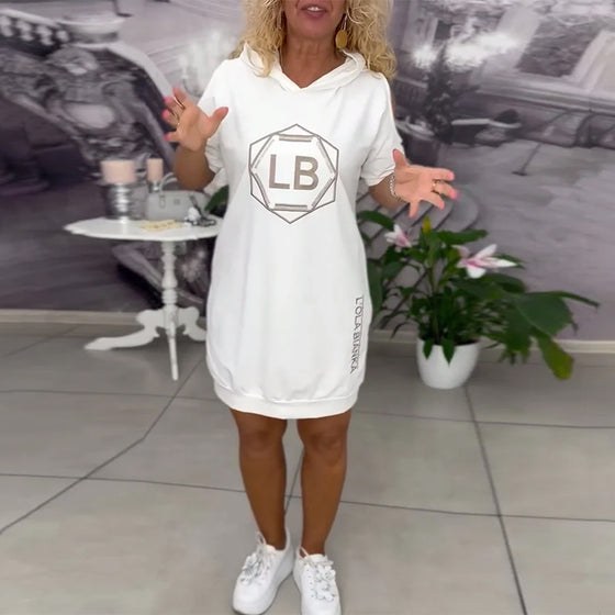 Jurk Met Capuchon Bedrukte Letters Sport