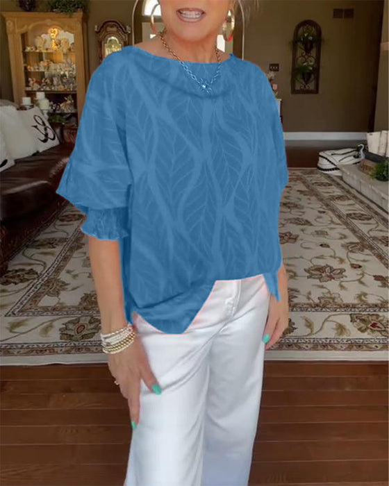 Blouse Ronde Hals Los Bedrukt