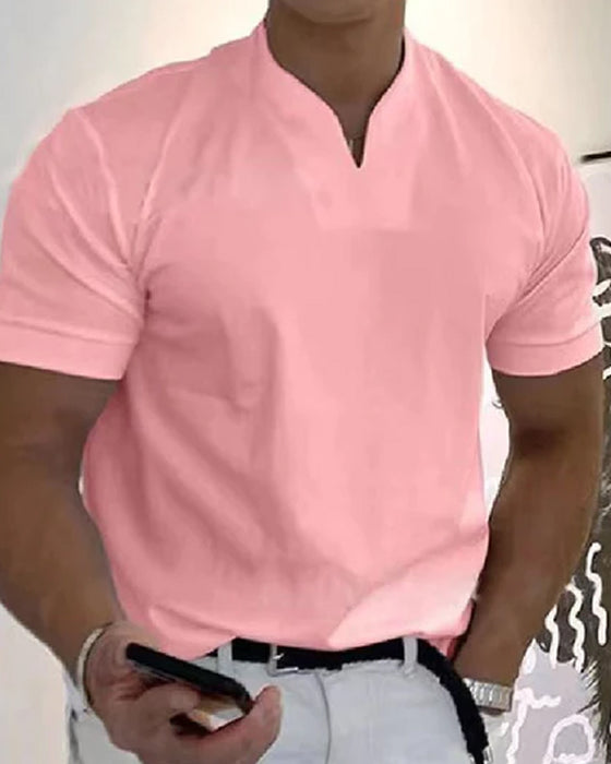 Atletisch T-shirt met korte mouwen en V-hals