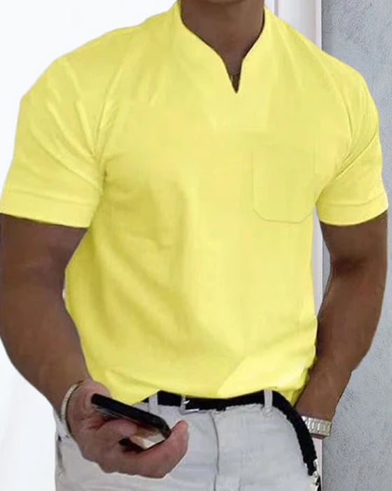 Atletisch T-shirt met korte mouwen en V-hals