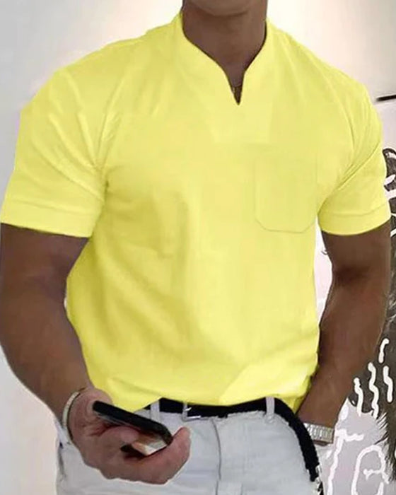 Atletisch T-shirt met korte mouwen en V-hals