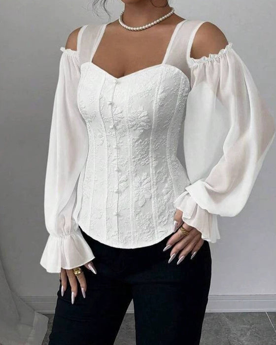 Blouse Off-Shoulder Lange Mouw Taille