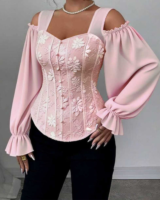 Blouse Off-Shoulder Lange Mouw Taille