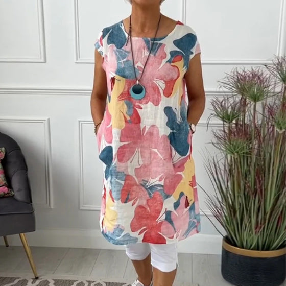 Casual lange top met kleurrijke bloemenprint