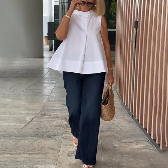 Blouse Mouwloos Effen Simpel