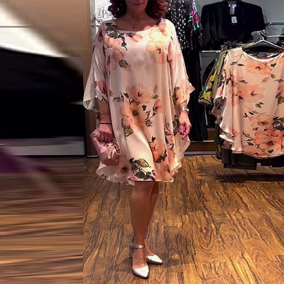 Jurk Geprint Vleermuismouw