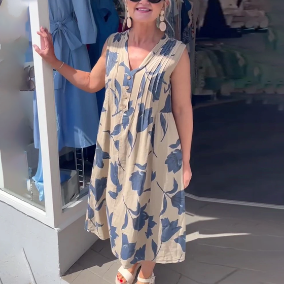 Jurk V-Hals Mouwloos Gedrukt