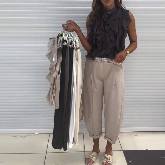 Tank Top Designer Ruffle Mouwloos