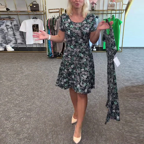 Jurk Stijlvol Smalle Taille Gedrukt