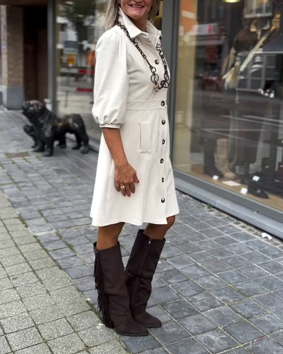 Jurk Met Kraag En Driekwartmouwen