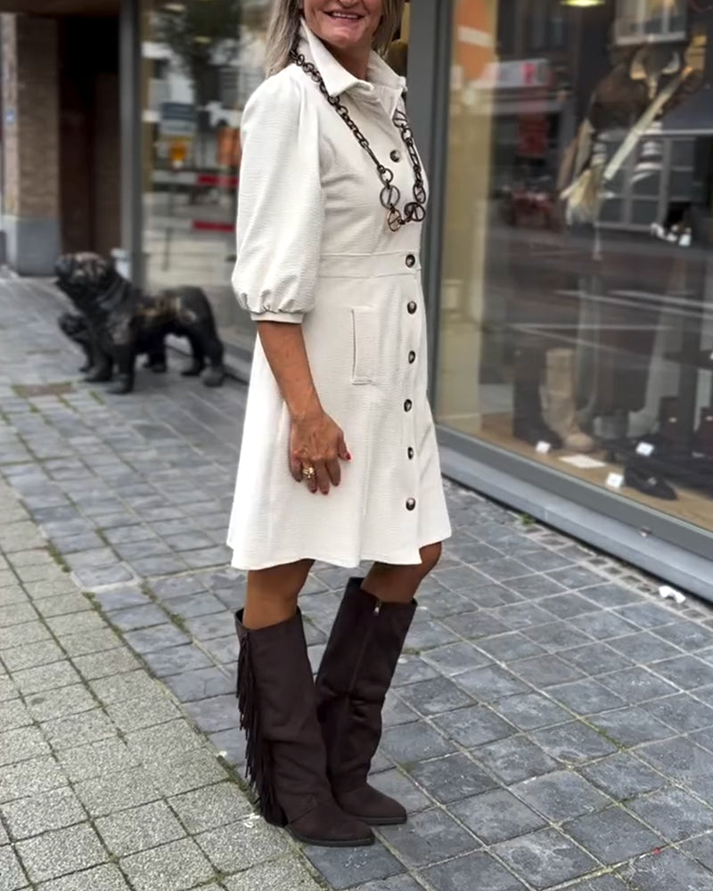 Jurk Met Kraag En Driekwartmouwen