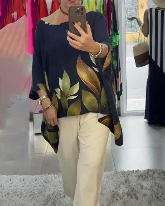 Blouse Schuine Schouder Onregelmatig Driekwart Mouw