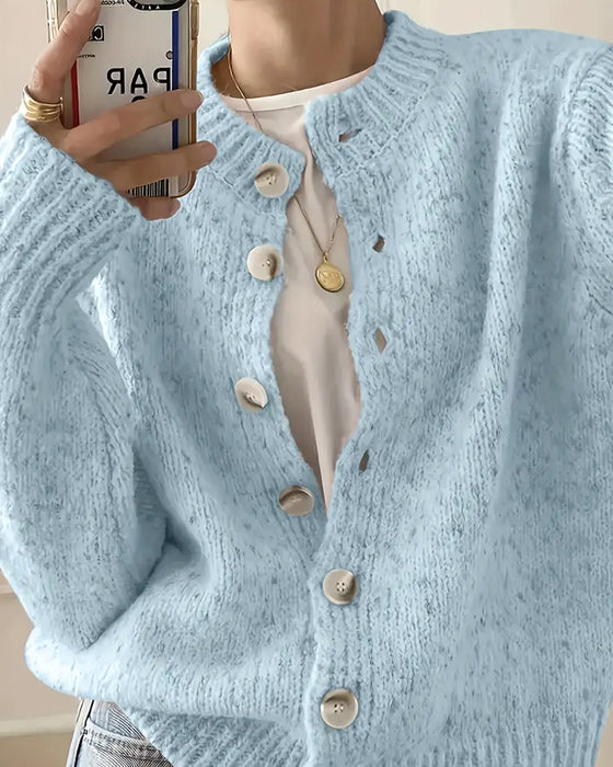 Comfortabele Effen Kleur Cardigan
