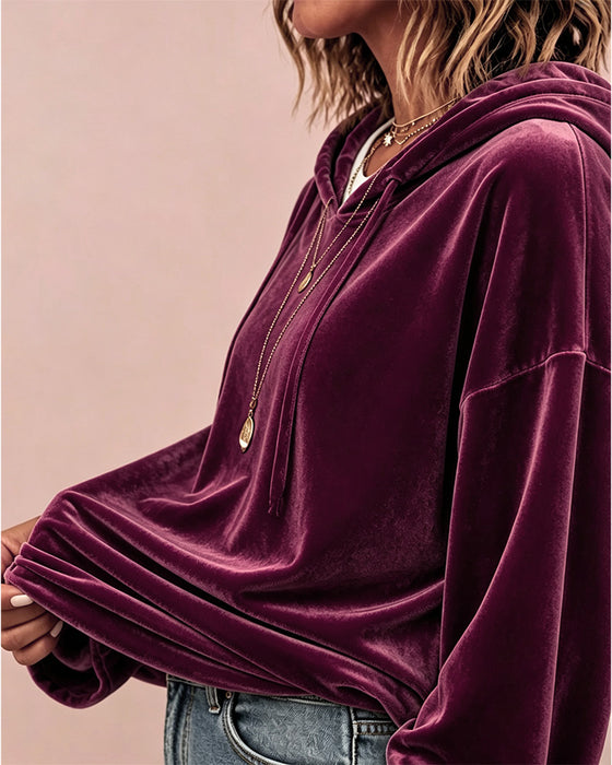 Hoodie Effen Kleur Lange Mouwen