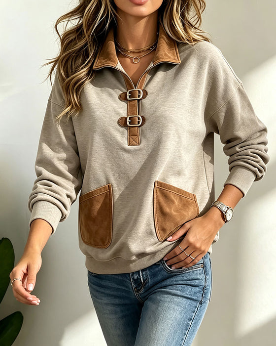 Sweatshirt Suède Patchwork Zak