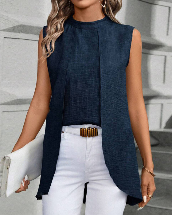 Elegante effen kleur mouwloze top