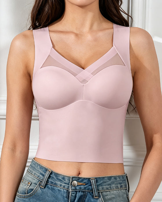 Tank Top Mesh-Splicing Ingebouwde Bh