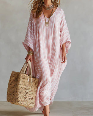 Jurk V-Hals Gestreept Casual