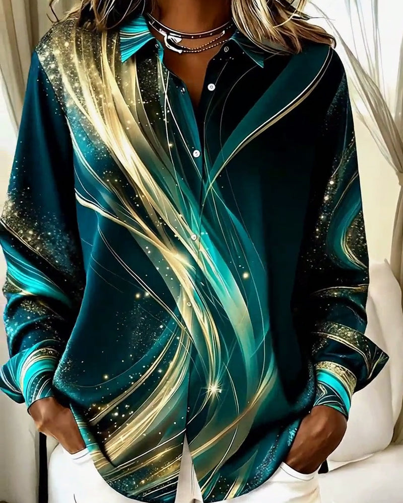 Casual overhemd met lange mouwen en een glinsterend patroon