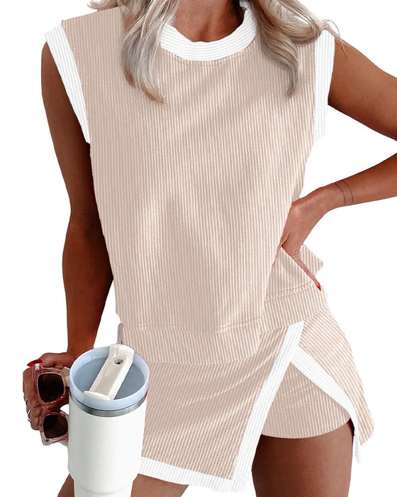 Set Gestreept Gesplitst Anti Doorschijnend Tanktop