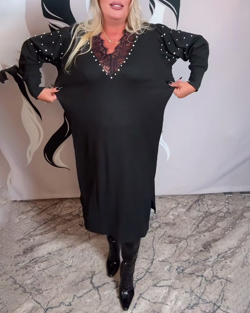 Jurk Kant V-Hals Modieus