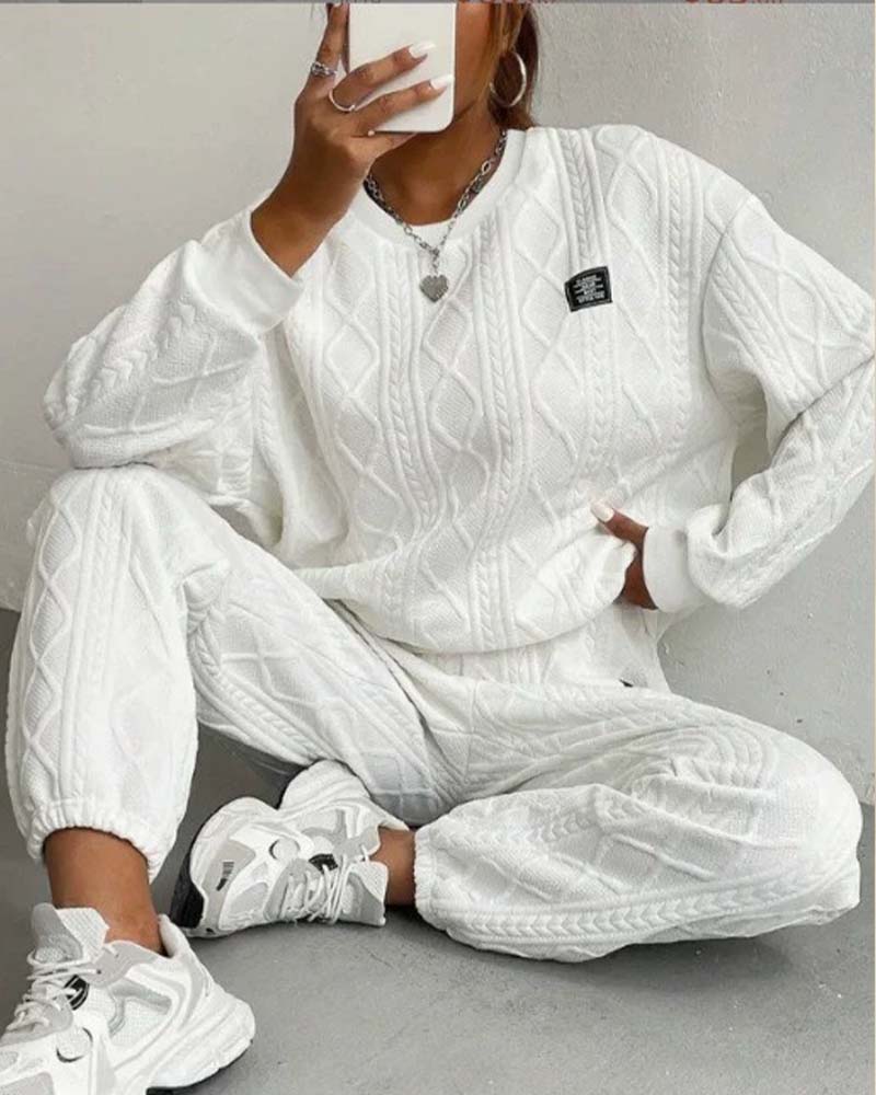 Tweedelig Set Gedraaid Jacquard Casual