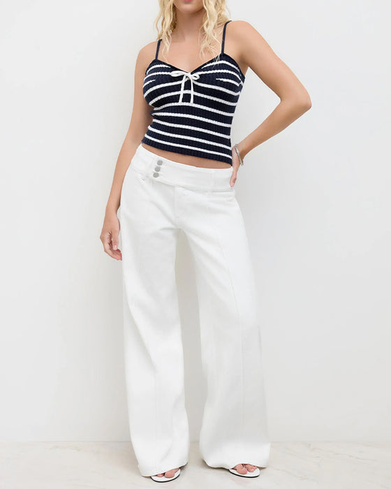 Broek Drie-Knoop Hoge Taille Wijd Been