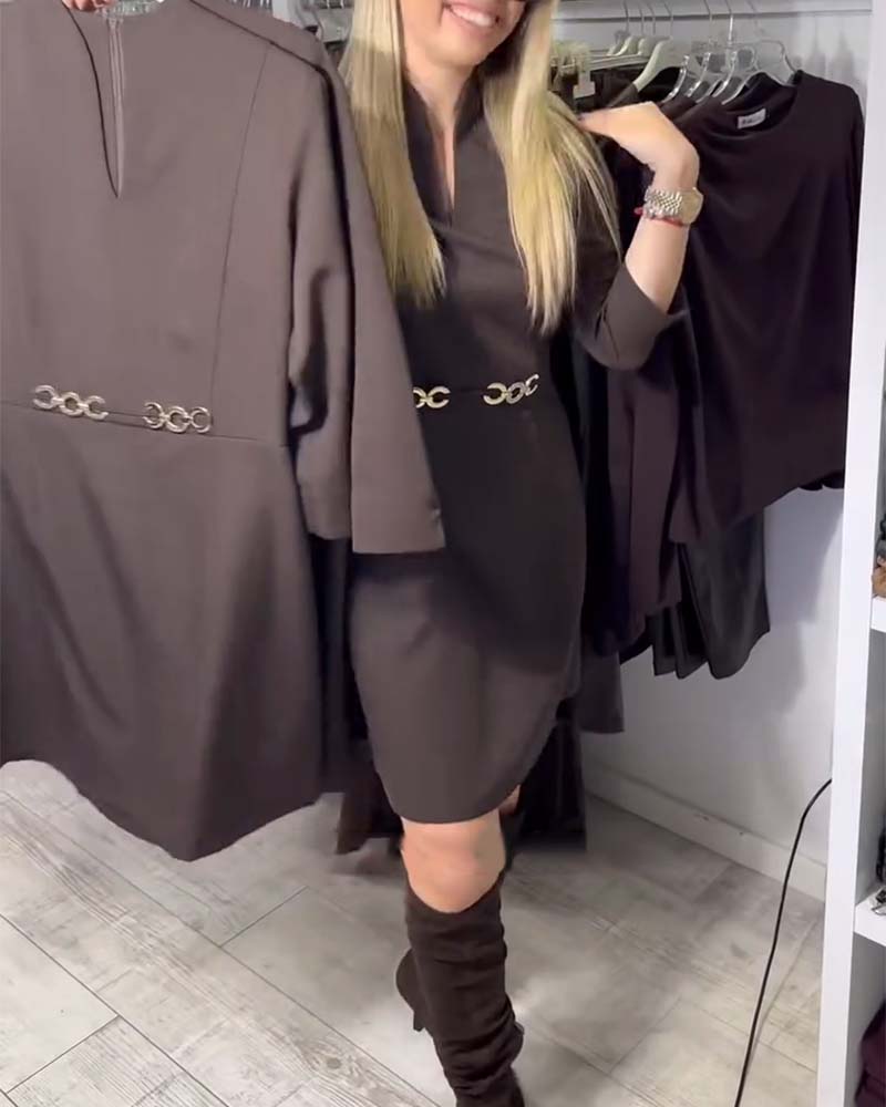 Jurk Elegant Staande Kraag Recht