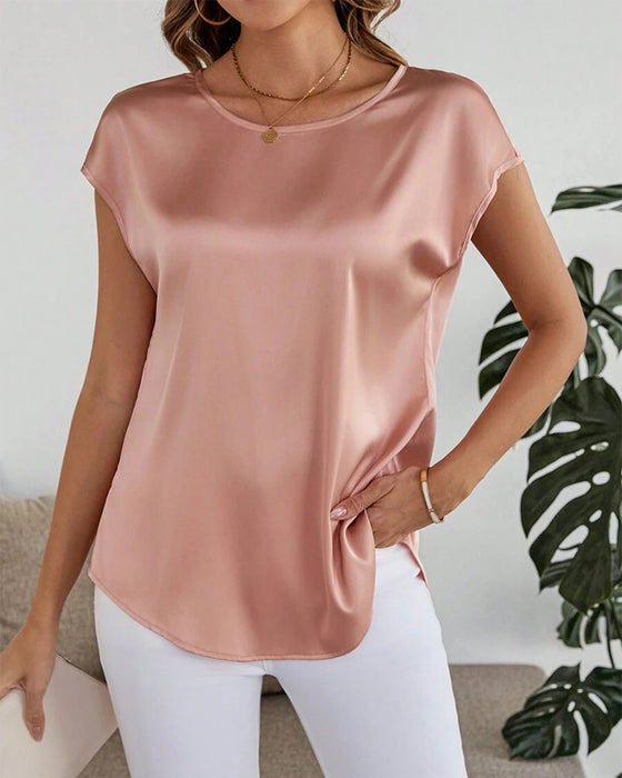 Blouse Kantsteken Effen Kleur Hol