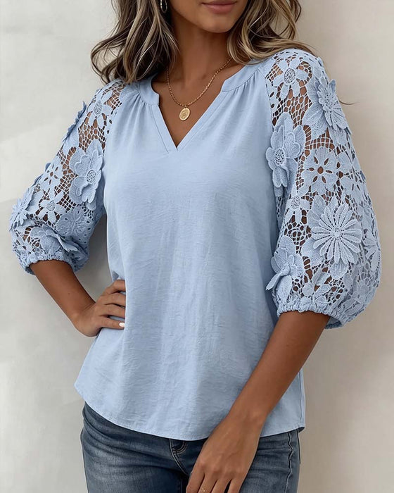 Blouse Bloemen Patchwork Casual