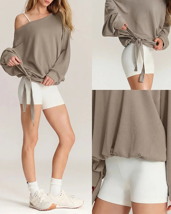 Sweatshirt Enkel Schouder Trekkoord Los