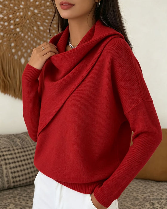 Pullover Stijlvol Mock Hals Lange Mouw Gebreid