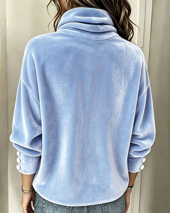 Top Effen Kleur Hoge Hals Fluweel