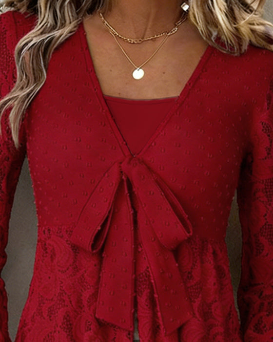 Effen Blouse Met Klokmouwen En V-Hals