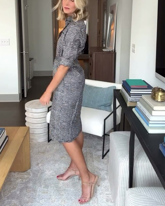 Jurk met reversknopen en print