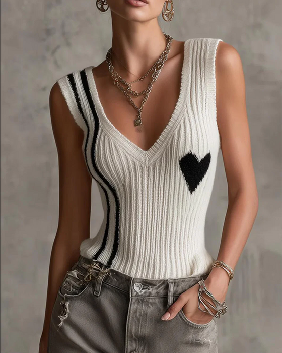 Pullover Casual Mouwloos V‑Hals