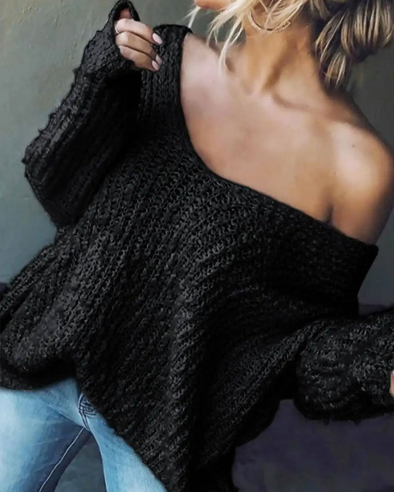 Pullover Uitsnede Drop Schouder Gebreid