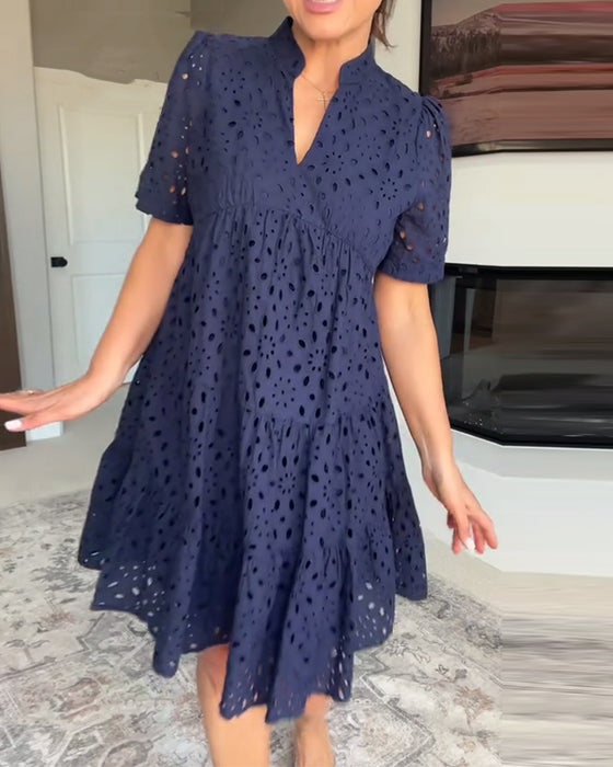 Jurk Staande Kraag Uitsnijding A-Lijn