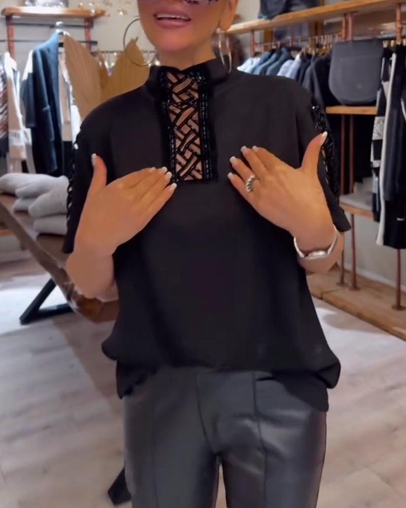 Top Modieus Kortmouwig Uitgesneden Kraag