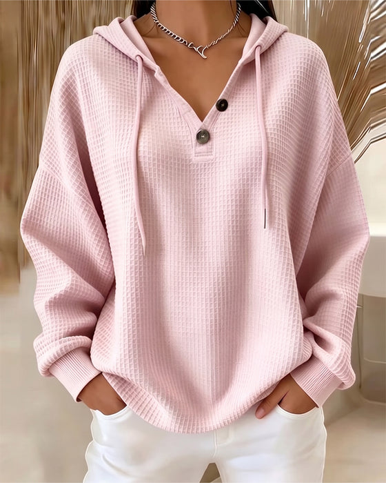 Sweatshirt Casual Effen Kleur Trekkoord