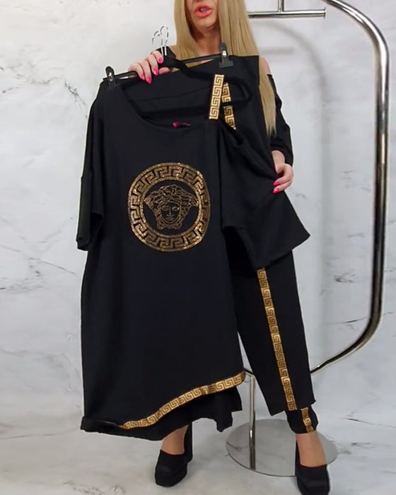 Casual bedrukt onregelmatig tweedelig pak