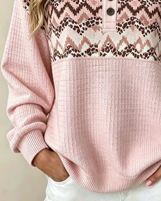 Sweatshirt Ronde Hals Wafel Casual