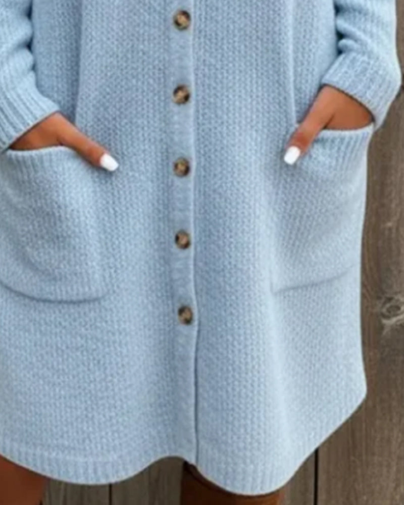 Elegante Trui-Jurk Met Kraag En Knopen