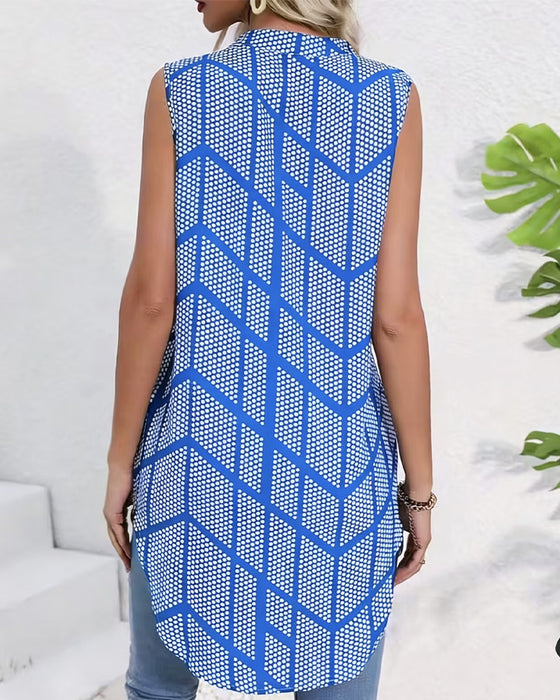 Blouse Geometrisch Print Mouwloos