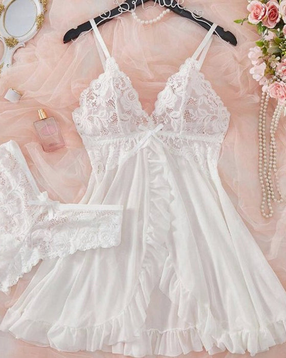 Doorzichtig Mesh-Sexy Nachtjapon Set